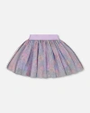 Deux Par Deux Kids'  Girl's Printed Mesh Skirt Lilac Tropical And Pink Flamingos In Lilac And Pink Flamingos