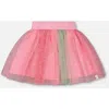 Deux Par Deux Girl's Printed Mesh Skirt Pink And Green In Pink And Green