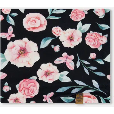 Deux Par Deux Kids'  Girl's Printed Neck Tube Pink, Black, And Flowers
