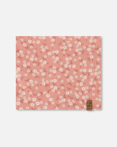 Deux Par Deux Kids'  Girl's Printed Neck Tube Small White Flowers On Pale Pink