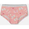 Deux Par Deux Girl's Printed Organic Cotton Boyshort Panty Pink And Blue Butterflies On Old Pink In Pink And Blue Old Pink