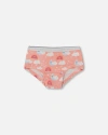 Deux Par Deux Girl's Printed Organic Cotton Boyshort Panty Rainbow On Light Coral In Rainbow On Light Coral