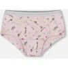 Deux Par Deux Girl's Printed Organic Cotton Boyshort Panty Small Pink Flowers On Pale Pink Backgroun In Pink Flowers On Pale Pink