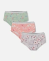 Deux Par Deux Girl's Printed Organic Cotton Boyshort Underwear (pack Of 3) Multicolored In Multicolored