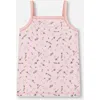 Deux Par Deux Girl's Printed Organic Cotton Tank Top Small Pink Flowers On Pale Pink Background In Pink Flowers On Pale Pink