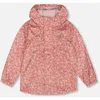 Deux Par Deux Girl's Printed Packable Windbreaker Small White Flowers On Pale Pink In White Flowers On Pale Pink