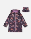 Deux Par Deux Girl's Printed Rain Coat With Hat Rainbow On Shiny Background In Rainbow On Shiny Background