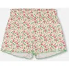 Deux Par Deux Girl's Printed Ribbed Short Small Flowers On White Background In Small Flowers On White