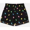 Deux Par Deux Girl's Printed Short Black And Multicolored Gummies In Black And Multicolored Gummies