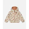 Deux Par Deux Girl's Reversible Soft Fleece Jacket Pinky Brown With Dots In Cameo Brown