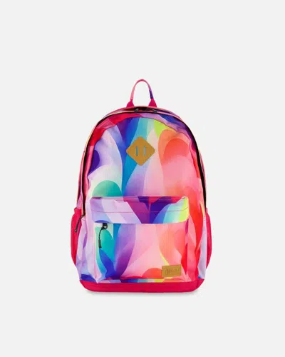 Deux Par Deux Kids' Girl's School Bag Printed Rainbow Heart In Black