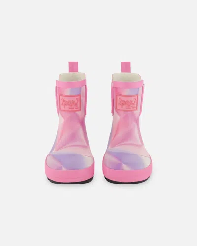 Deux Par Deux Kids' Girl's Short Rain Boots Printed Foil Pastel In Pink