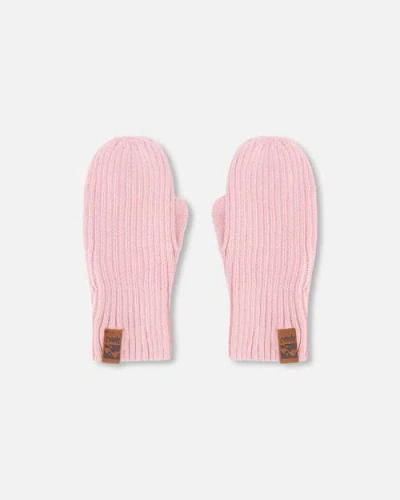 Deux Par Deux Kids'  Girl Soft Ribbed Knit Mittens In Pink
