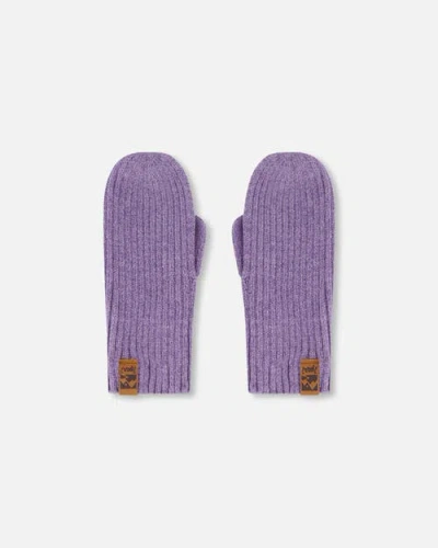 Deux Par Deux Kids'  Girl Soft Ribbed Knit Mittens In Purple
