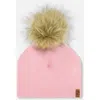 Deux Par Deux Girl's Solid Jersey Detachable Pompom Hat Pale Pink In Pale Pink