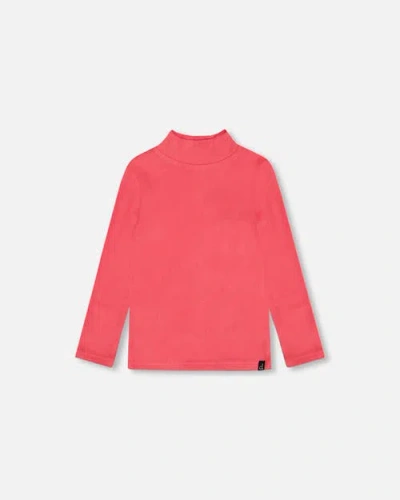 Deux Par Deux Kids'  Girl's Super Soft Brushed Long Sleeve Mock Neck Top Magenta In Camelia Rose