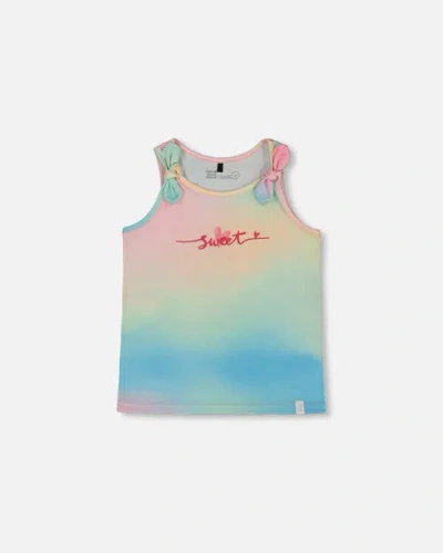 Deux Par Deux Kids'  Girl's Tank Top With Knots Multicolored Tie Dye