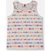 Deux Par Deux Girl's Tank Top With Knots White And Multicolored Candies In White And Multicolored Candies