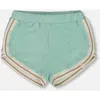 Deux Par Deux Girl's Terry Cloth Short Turquoise And Beige In Turquoise And Beige