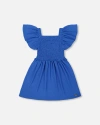 Deux Par Deux Girls' Textured Smocked Dress - Little Kid In Royal Blue
