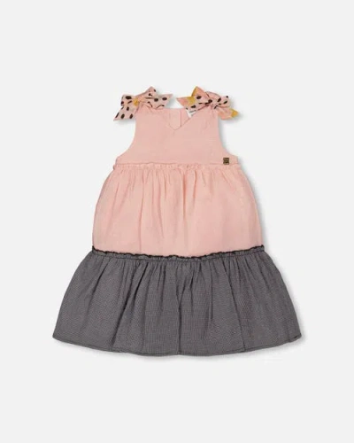 Deux Par Deux Kids'  Girl's Tiered Dress With Bows Pink And Black
