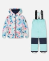 Deux Par Deux Kids'  Girl Two-piece Chill Outerwear Set With Light Insulation In Blue