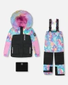 Deux Par Deux Kids'  Girl Two-piece Play Snowsuit In Black