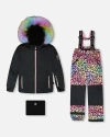 Deux Par Deux Kids'  Girl Two-piece Play Snowsuit In Black