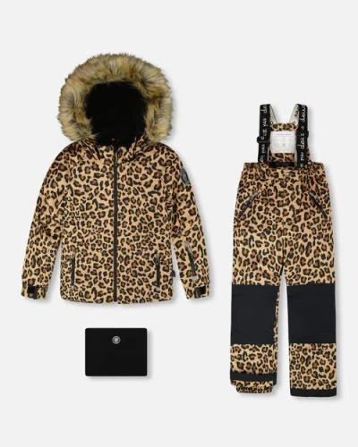 Deux Par Deux Kids'  Girl Two-piece Play Snowsuit In Brown