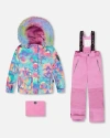 Deux Par Deux Kids'  Girl Two-piece Play Snowsuit In Pink