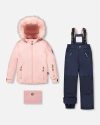 Deux Par Deux Kids'  Girl Two-piece Play Snowsuit In Pink