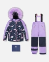 Deux Par Deux Kids'  Girl Two-piece Play Snowsuit With Jacket In Black