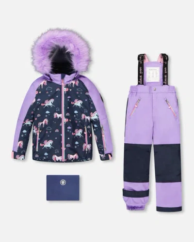 Deux Par Deux Kids'  Girl Two-piece Play Snowsuit With Jacket In Black