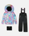 Deux Par Deux Kids'  Girl Two-piece Play Snowsuit With Jacket In Multi