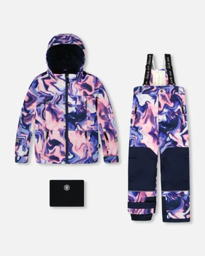 Deux Par Deux Kids'  Girl Two-piece Teknik Snowsuit In Multi