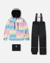 Deux Par Deux Girl Two-piece Teknik Snowsuit In Multi