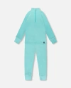 Deux Par Deux Girl Two-piece Thermal Underwear Set In Blue