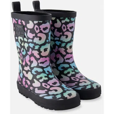 Deux Par Deux Kids'  Girl Waterproof Animal Rain Boots In Multi