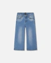 Deux Par Deux Little Girl's Wide Leg Jeans Denim Blue In Denim Blue