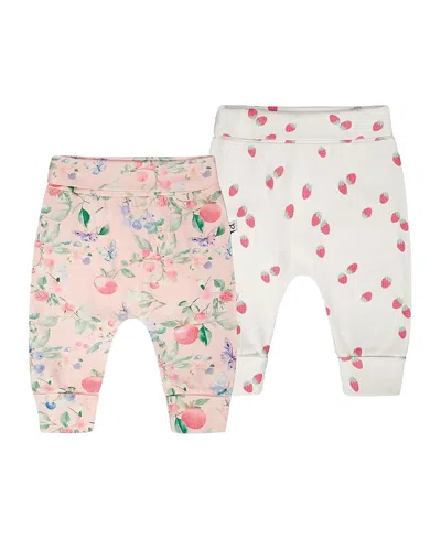 Deux Par Deux Girls' 2 Pack Cotton Jersey Evolutive Berries And Strawberry Printed Pants - Baby In Pink