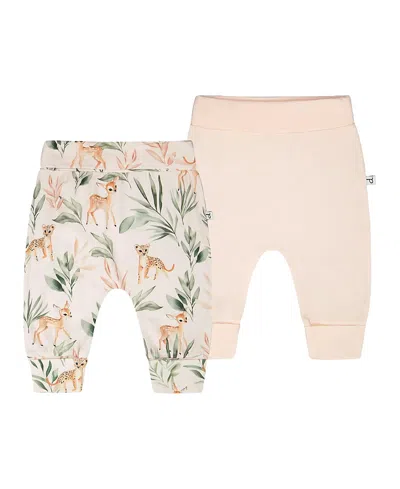 Deux Par Deux Girls' 2 Pack Organic Cotton Jersey Evolutive Deer Printed Pants - Baby In Brown