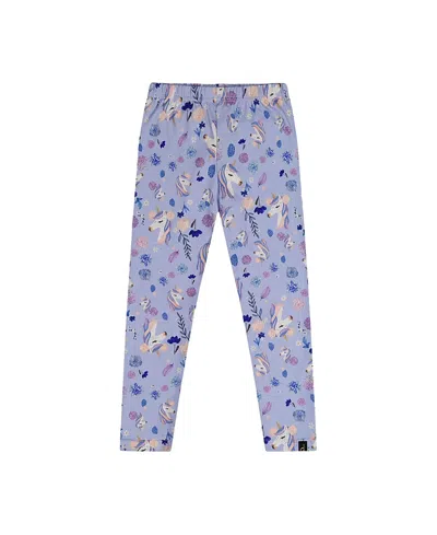 Deux Par Deux Kids'  Allover Unicorn Soft Elastic Waistband Leggings In Purple