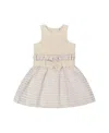 Deux Par Deux Girl's Bi-material Belted Dress Beiges In Beige