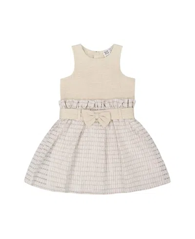 DEUX PAR DEUX DEUX PAR DEUX GIRLS' BI-MATERIAL BELTED DRESS - LITTLE KID