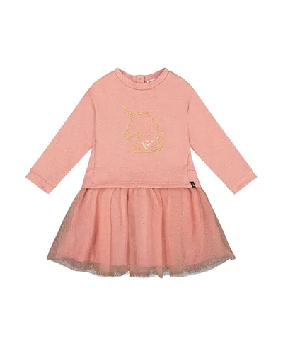 DEUX PAR DEUX DEUX PAR DEUX GIRLS' BI-MATERIAL DRESS WITH MESH SKIRT - LITTLE KID