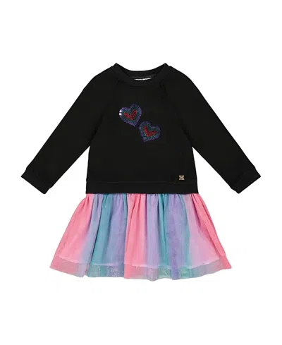 DEUX PAR DEUX DEUX PAR DEUX GIRLS' BI-MATERIAL DRESS WITH MESH SKIRT - LITTLE KID, BIG KID