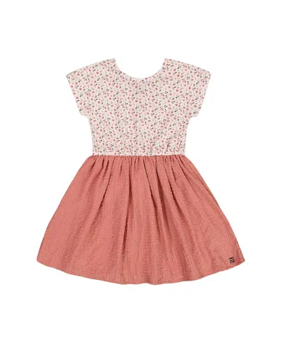 DEUX PAR DEUX DEUX PAR DEUX GIRLS' BI-MATERIAL DRESS WITH PRINTED TOP - LITTLE KID