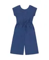Deux Par Deux Little Girl's Chambray Jumpsuit Navy Blue