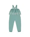 Deux Par Deux Baby Girl's Chambray Jumpsuit With Embroidery Light Blue In Light Blue