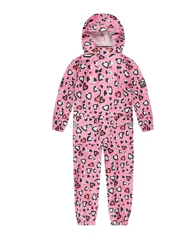 Deux Par Deux Girls' Color Changing Rain Jumpsuit - Baby In Pink